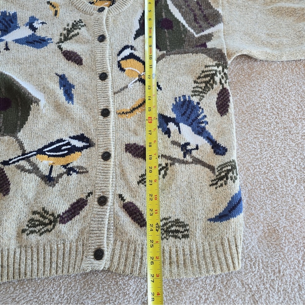 Vtg 90s Northern Treasures Winter Bird House Knit Cardigan Sweater Sz M - Picture 11 of 14